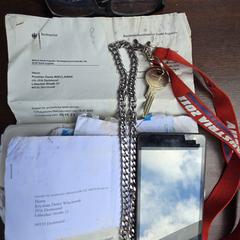 Papieren, sleutel, bril, zonnebril, ketting Boss がiLostに報告されました