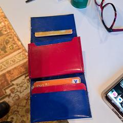 Blauw/rode portemonaie, segundo informou a iLost