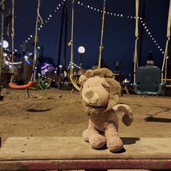 Leeuw knuffel onder de Waalbrug (Nijmegen), jak bylo nahlášeno na iLost