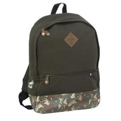 rugzak legergroen van Le coq sportif met inhoud