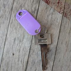 Key with purple nametag (name on it), segons s'ha informat a iLost