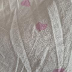 Een canvas tas met licht roze hartjes en inhoud, segons s'ha informat a iLost