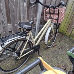 Fiets Corbina beige/wit met voor kratje oud rose, ha sido reportado a iLost