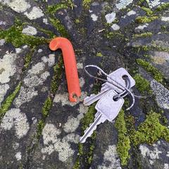 sleutels met sleutelhanger oranje hockeystick, segundo informou a iLost