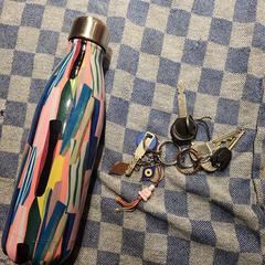 Water bottle and keys with budda and evil eye, as reported to iLost