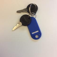 Clau 2 sleutels met label, segons ha informat Gemeente Barneveld mitjançant iLost