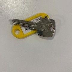 Husnøkkel Met gele hanger met namen, som rapportert av Gemeente Ede ved bruk av iLost