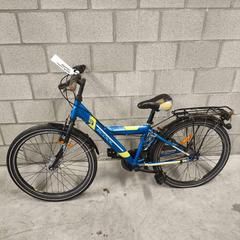 Kinderfiets SCOOL jongens, blauw met gele accenten, zoals gemeld door Gemeente Stekene met iLost
