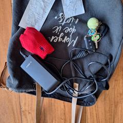 Grijze tas met tekst Morgen doe ik niets, gerapporteerd met iLost