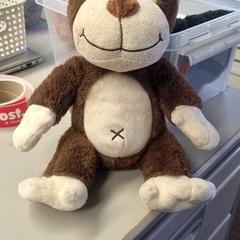 Plüss Bruin aap, amint azt Burgers' Zoo az iLost segítségével jelentette.