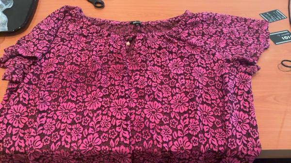 Blouse Roze blouse met bloemen, 3xl