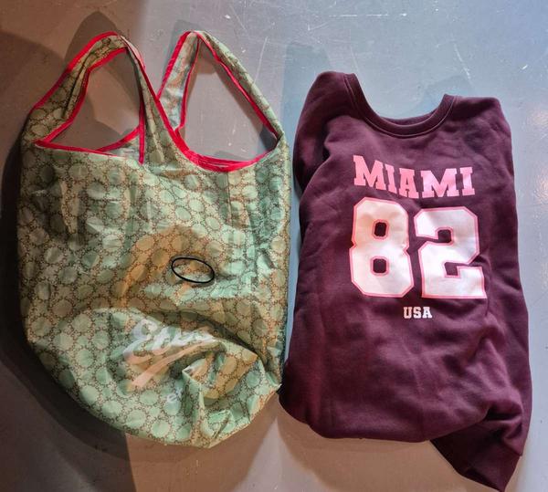 Bag and red shirt