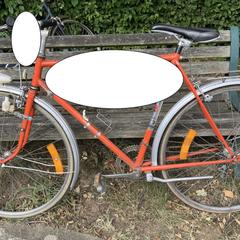 Bicykel Norta oranje mannenfiets, ako bolo nahlásené Festivals Werchter pomocou iLost