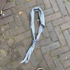 Grijze scoutingdas met blauw-witte dasring, amint azt az iLostnak jelentették.