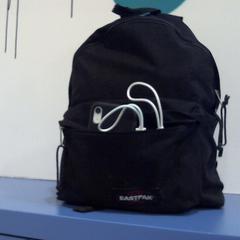 Eastpak zwarte rugtas + telefoon, zoals gemeld door Walibi Holland met iLost
