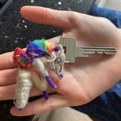 Sleutelhanger met regenboog-lama-sleutelhanger, jak bylo nahlášeno na iLost