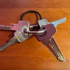 One open ring with 4 keys and a black elastic. がiLostに報告されました