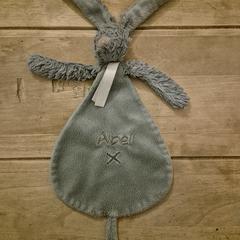 Groen/mint knuffel konijn met de naam ABEL، كما تم الإبلاغ عنه عبر iLost