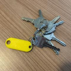 Sleutelbos Geel label met tekst Hoefblad 42, zoals gemeld door Breng Arnhem met iLost