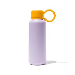 Waterfles, lila, rvs met gele dop van de HEMA