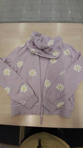 Gilet zip a capuche Violet motif paquerette