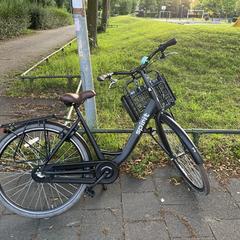 Zwarte damesfiets met krat, amint azt az iLostnak jelentették.