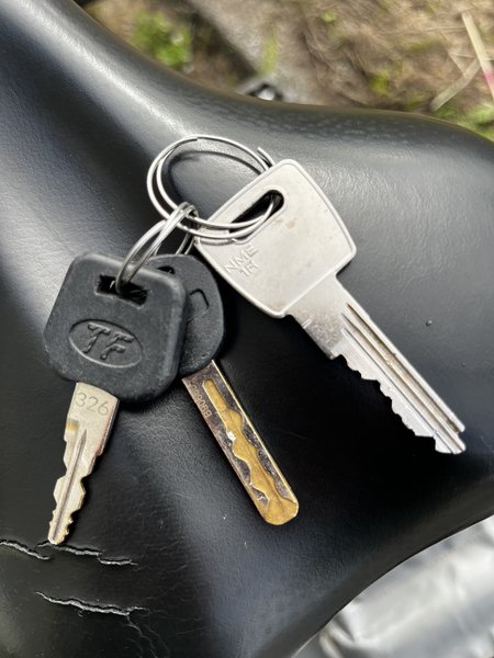 Keys 2 fietssleutels met 1 huissleutel